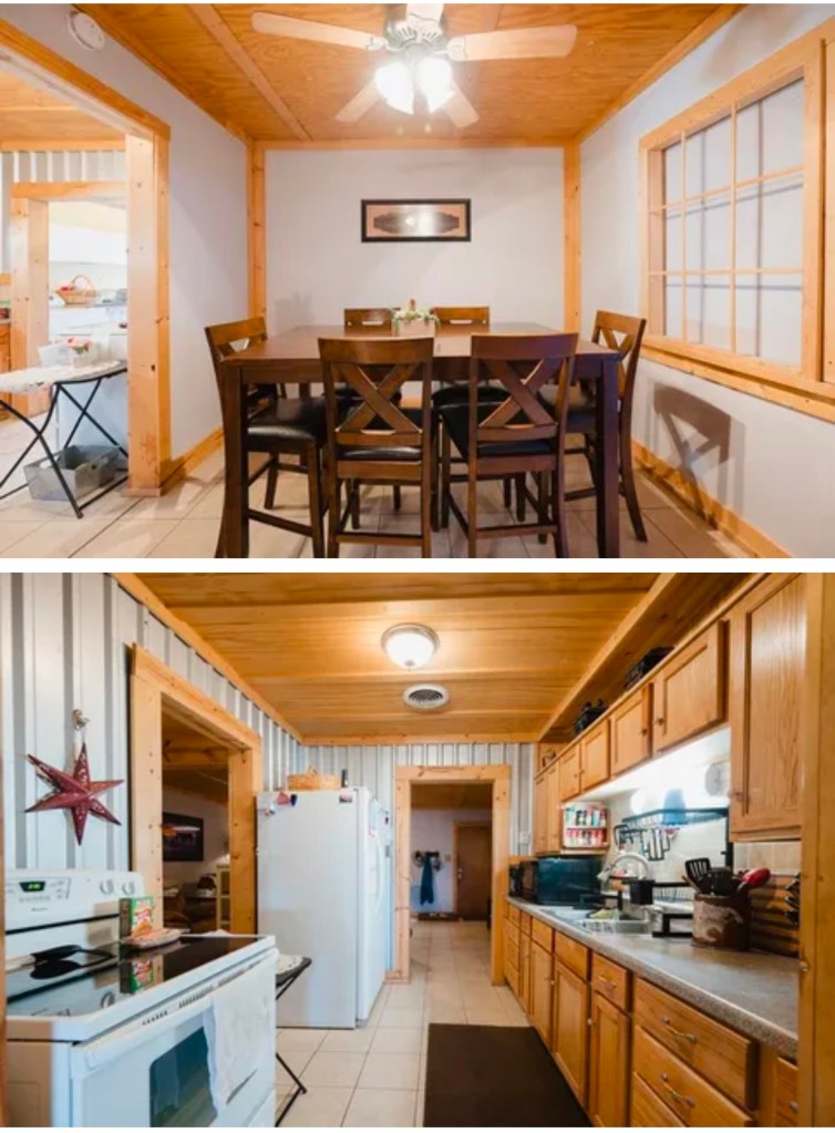 Kitchen and Dining areas with rustic accents